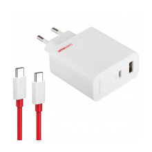 OnePlus SUPERVOOC 80W Dual Port GaN Power Adapter Kit With USB-C Cable White - No Warranty